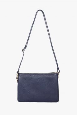 SABEN Bags Tilly's Big Sis Crossbody Navy Leather Large Clutch Support Local