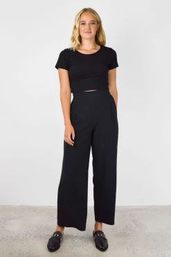 Among The Brave Tops & Tees Time Out Black Cropped Stretch Jersey Tee