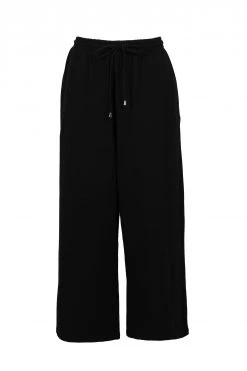 Among The Brave Time Out Black Wide Leg Stretch Jersey Relaxed Pant