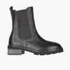 Minx Tuck Black Milled Leather Mid High Boots