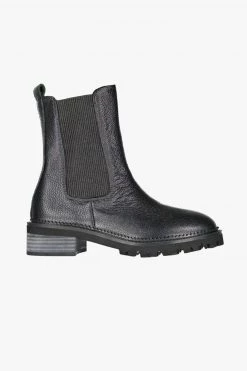 Minx Tuck Black Milled Leather Mid High Boots