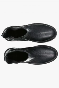 Minx Tuck Black Milled Leather Mid High Boots