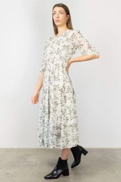 Among The Brave New In Lucid Garden Ivory Sheer Puff Sleeve Tiered Maxi Dress