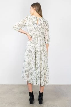Among The Brave New In Lucid Garden Ivory Sheer Puff Sleeve Tiered Maxi Dress