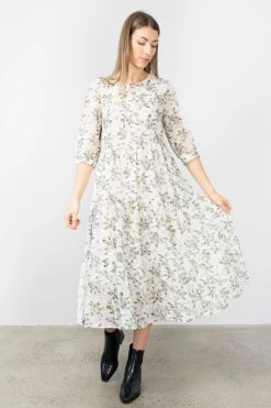 Among The Brave New In Lucid Garden Ivory Sheer Puff Sleeve Tiered Maxi Dress