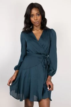 Among The Brave New In Fresh Take Dark Forest LS Wrap Dress