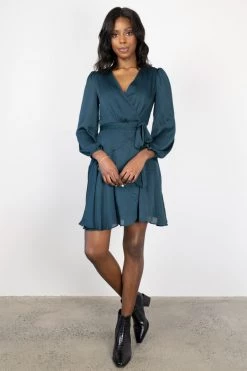 Among The Brave New In Fresh Take Dark Forest LS Wrap Dress
