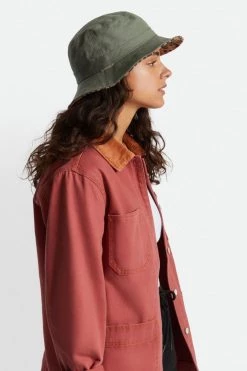 Brixton Hats & Beanies Petra Reversible Military Olive Leopard Bucket Hat