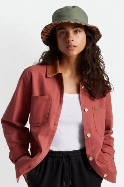 Brixton Hats & Beanies Petra Reversible Military Olive Leopard Bucket Hat