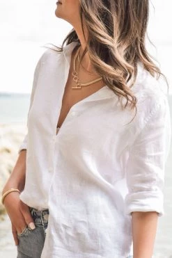 Ivy + Jack Ultimate White LS Linen Shirt Tops & Tees