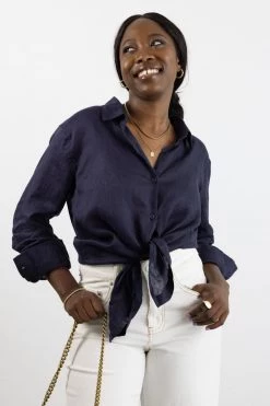 Ivy + Jack Ultimate Navy Linen Shirt Tops & Tees