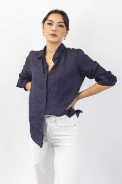 Ivy + Jack Ultimate Navy Linen Shirt Tops & Tees