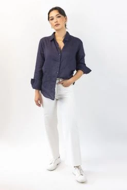 Ivy + Jack Ultimate Navy Linen Shirt Tops & Tees