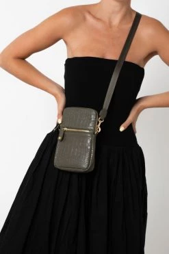 Vash Bags & Wallets Ibiza Military Green Croc Crossbody