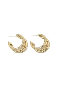 Olive & Tiger Jewellery Polley Joined Hoop Earrings Gold