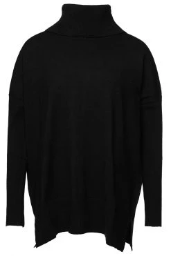 Among The Brave Vital Black Soft Fine Gauge Relaxed Roll Neck Knit