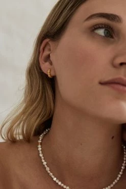 Brie Leon 925 Row Sleeper Gold Mini Daisies Earrings Jewellery