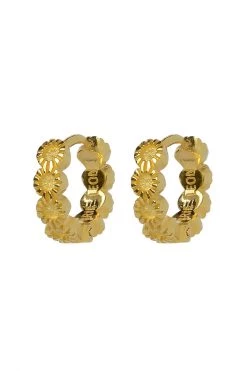 Brie Leon 925 Row Sleeper Gold Mini Daisies Earrings Jewellery
