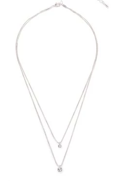 Pilgrim Jewellery Lucia Pi Silver Double Necklace With Crystals