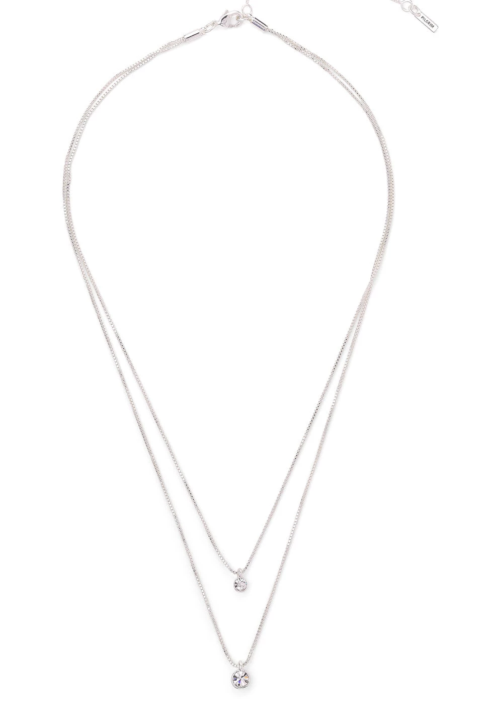 Pilgrim Jewellery Lucia Pi Silver Double Necklace With Crystals