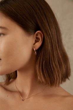 Brie Leon Jewellery 925 Renondo Drop Earrings Gold Plated Black Stone Drop Detail