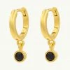Brie Leon Jewellery 925 Renondo Drop Earrings Gold Plated Black Stone Drop Detail