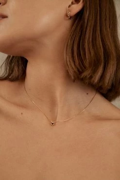 Brie Leon 925 Redondo Drop Necklace Gold Plated Black Stone Drop Detail Jewellery