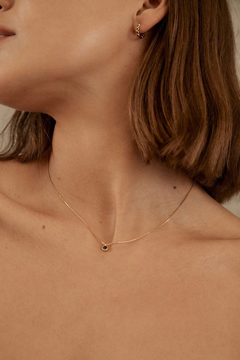 Brie Leon 925 Redondo Drop Necklace Gold Plated Black Stone Drop Detail Jewellery