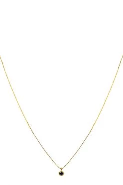 Brie Leon 925 Redondo Drop Necklace Gold Plated Black Stone Drop Detail Jewellery