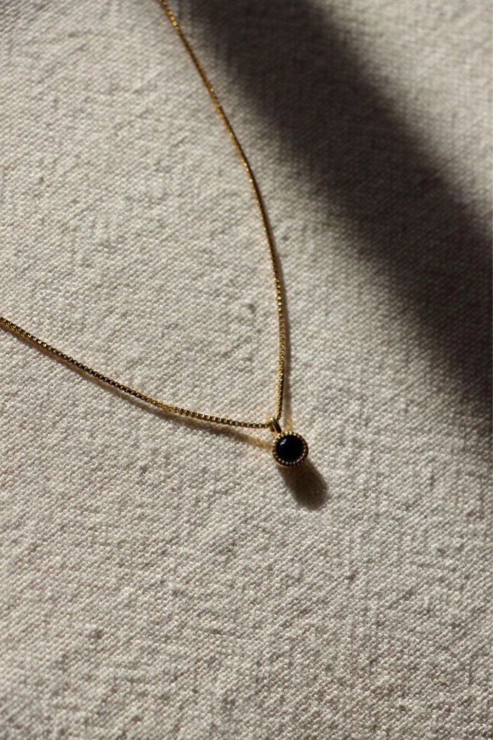 Brie Leon 925 Redondo Drop Necklace Gold Plated Black Stone Drop Detail Jewellery