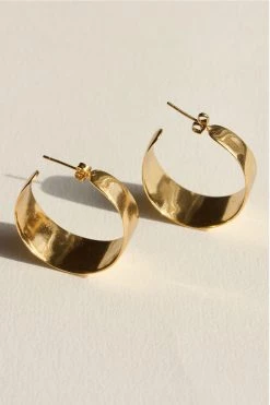 Brie Leon Jewellery Sabana Gold Wide Stud Hoop Earrings