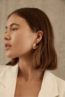 Brie Leon Jewellery Sabana Gold Wide Stud Hoop Earrings