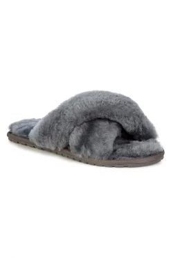 Emu Mayberry Charcoal Wool Crossover Slippers Loungewear Basics