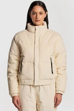 Huffer Womans 9 To 5 Lunar White Cord Puffer Jacket Jackets & Coats