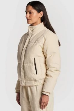 Huffer Womans 9 To 5 Lunar White Cord Puffer Jacket Jackets & Coats