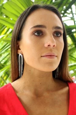 Flo Gives Back 15% To Women In Need Jewellery Waterfall Chain Rhodium Earrings