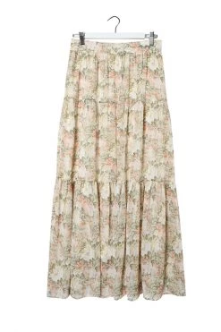 Ivy + Jack Skirts Willow Ivory Floral Tiered Midi Skirt