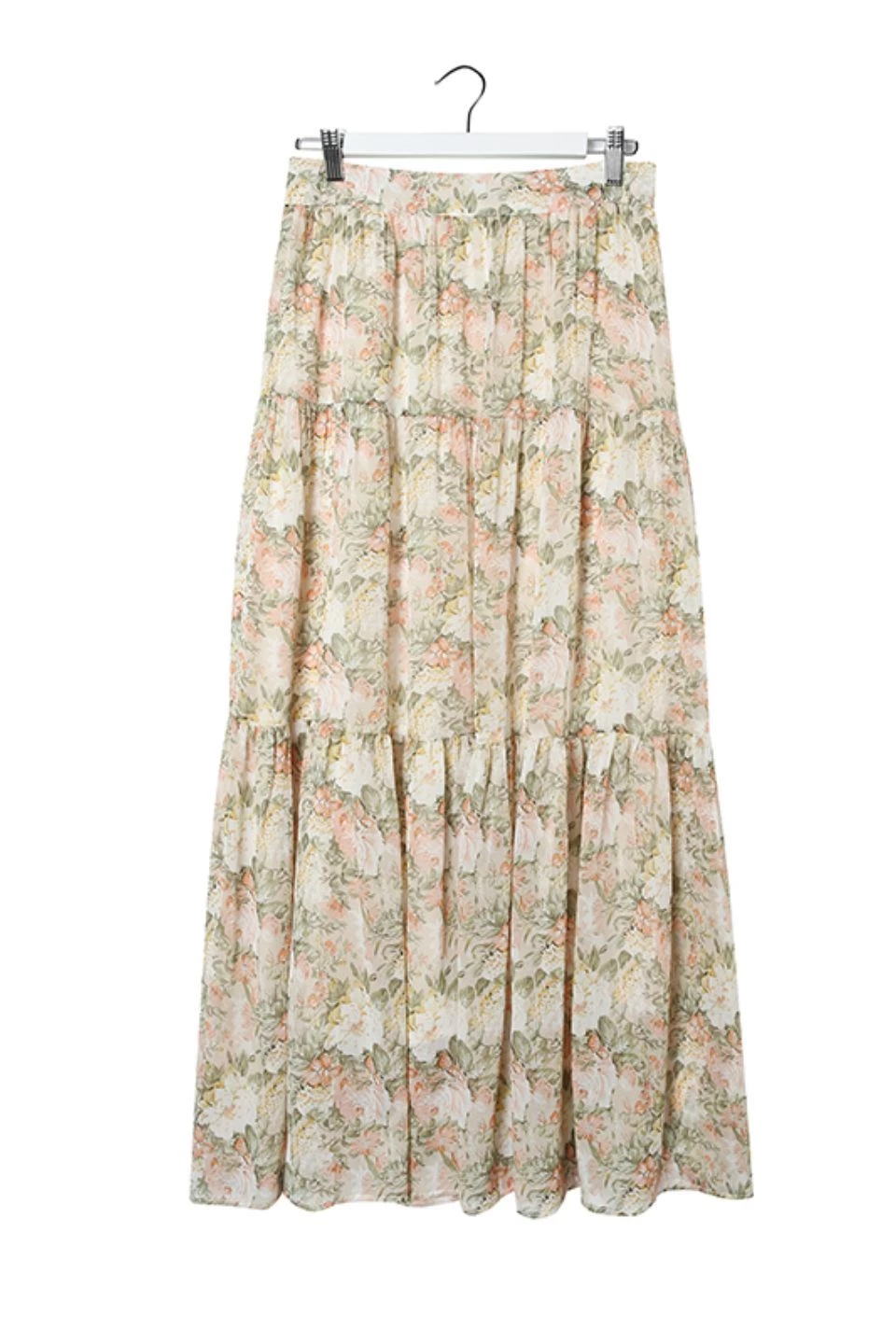 Ivy + Jack Skirts Willow Ivory Floral Tiered Midi Skirt
