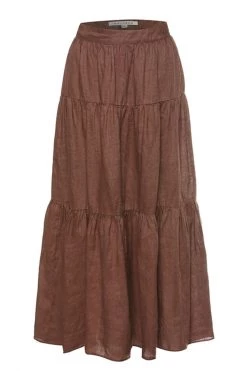 Ivy + Jack Skirts Willow Mocha Linen Tiered Midi Skirt