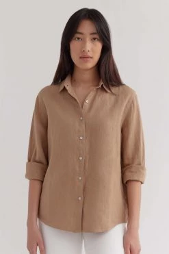 Assembly Xander LS Camel Linen Shirt New In