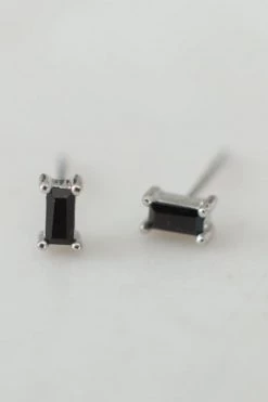 Sophie You Rock Rectangle Studs Black Silver