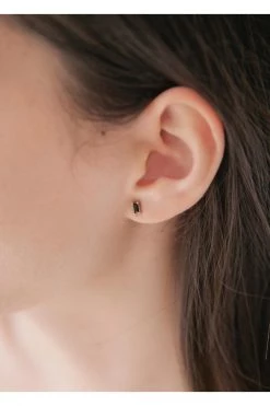 Sophie You Rock Rectangle Studs Black Silver