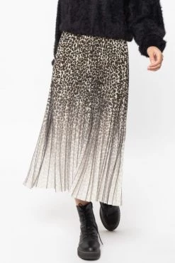 Billie The Label Sunlight Grey Leopard Fade Pleated Midi Skirt New In