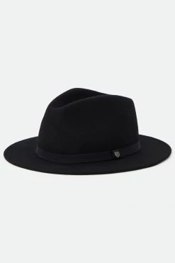 Brixton Hats & Beanies Messer Packable Fedora Black Wool Felt Hat