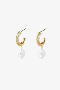Silver Linings Get The Look Aada Pearl Gold Hoop Earrings