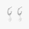 Silver Linings Aada Pearl Silver Hoop Earrings