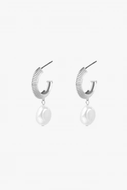 Silver Linings Aada Pearl Silver Hoop Earrings