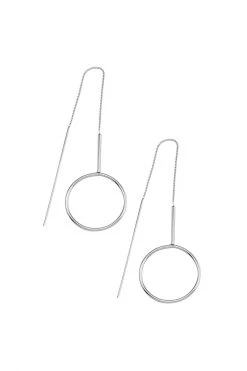 Jolie + Deen Aggy Silver Hoop Thread Earrings Jewellery