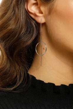 Jolie + Deen Aggy Silver Hoop Thread Earrings Jewellery