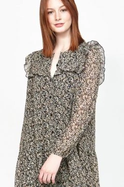 Ketz-Ke Awareness Black Print LS Midi Dress New In